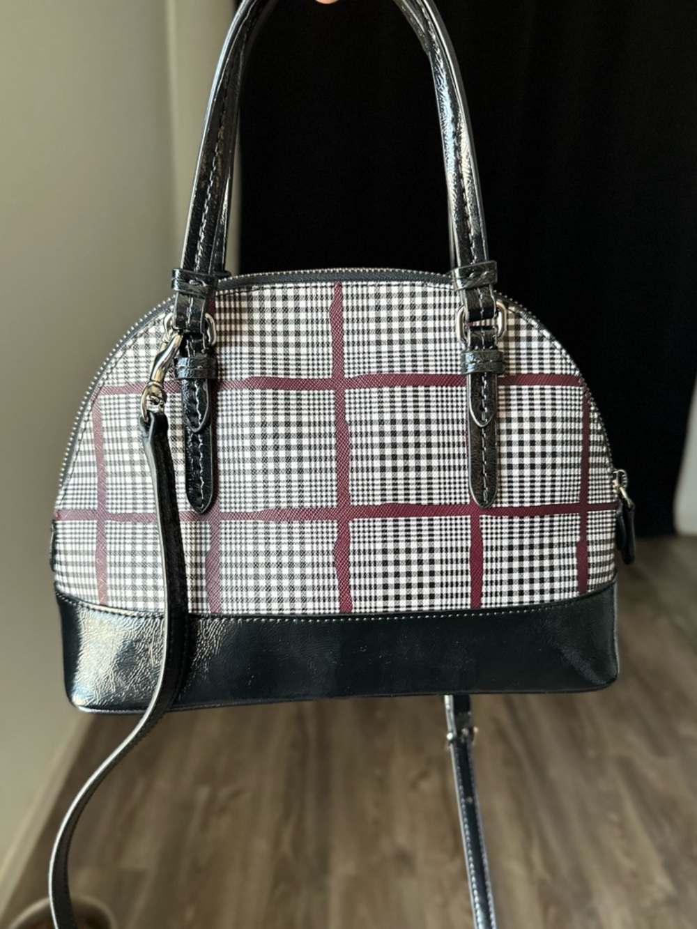 Coach 2014 Peyton Glen Plaid Dome Satchel with Crossbody Strap - Picture 7 of 9